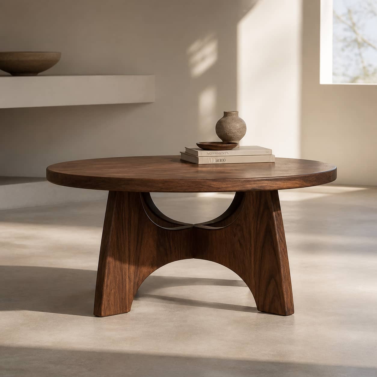 Dominic Cross-Leg Solid Wood Coffee Table For Living Room