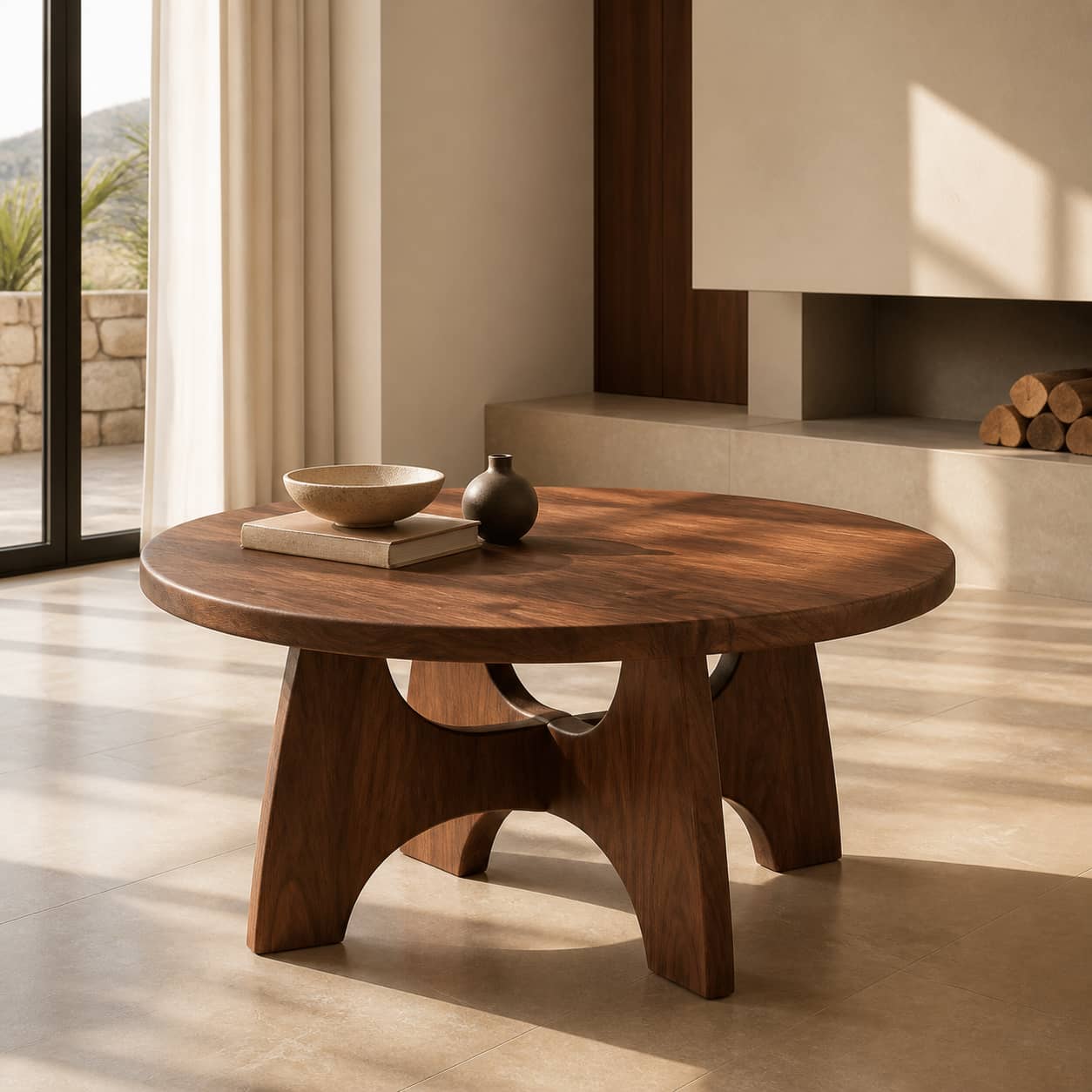 Dominic Cross-Leg Solid Wood Coffee Table For Living Room