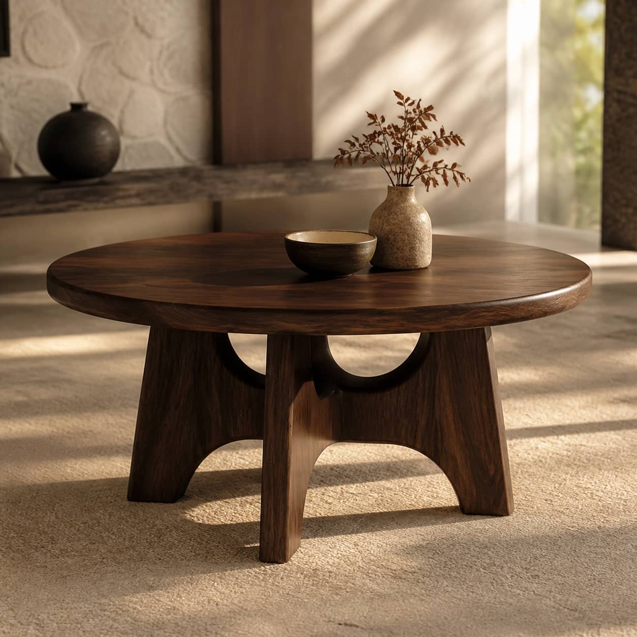 Dominic Cross-Leg Solid Wood Coffee Table For Living Room