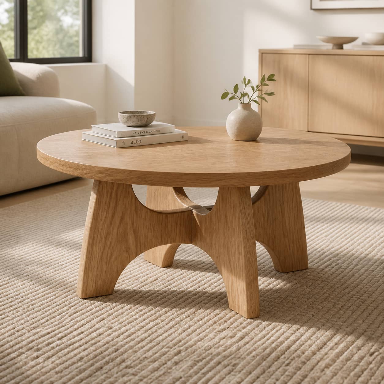 Dominic Cross-Leg Solid Wood Coffee Table For Living Room