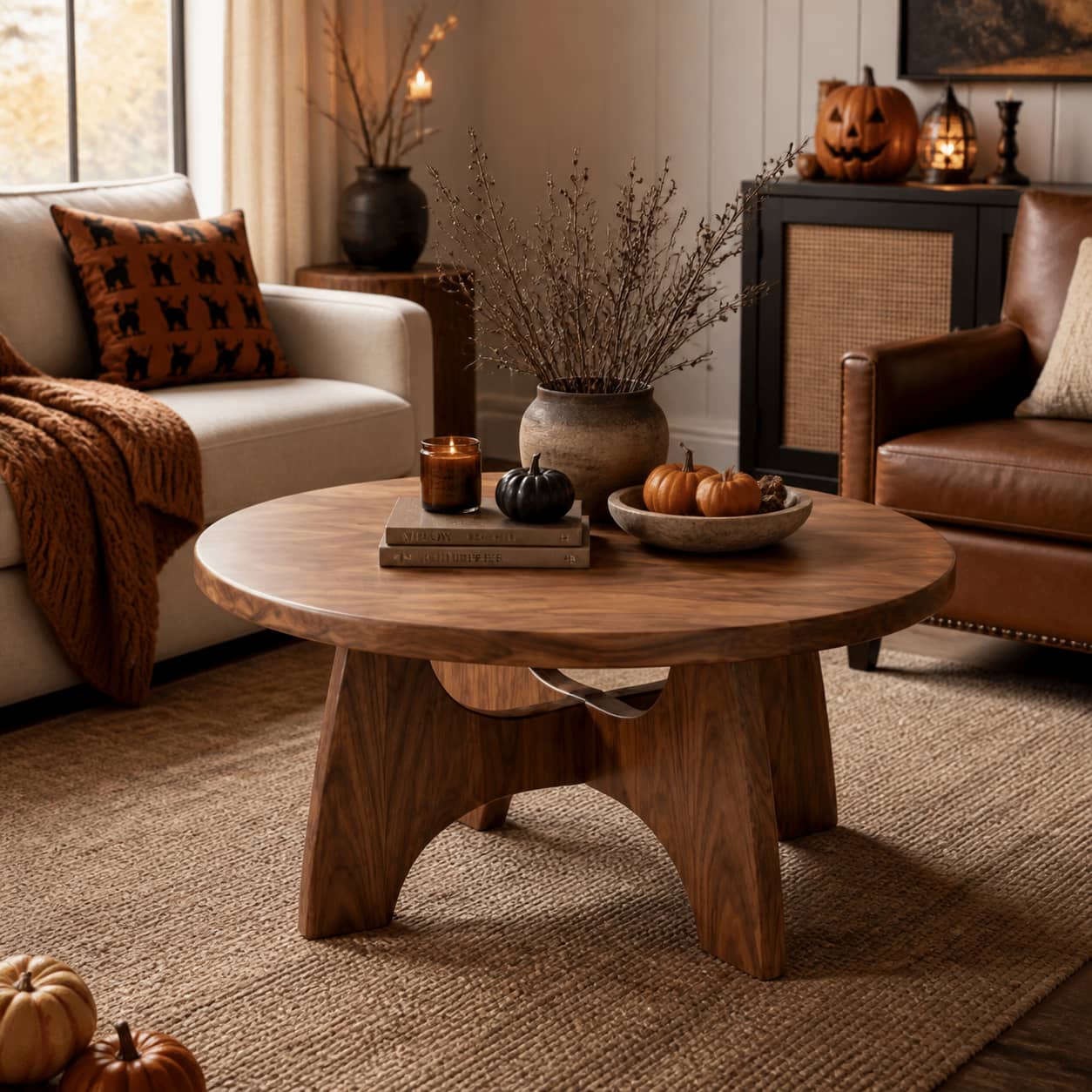 Dominic Cross-Leg Solid Wood Coffee Table For Living Room