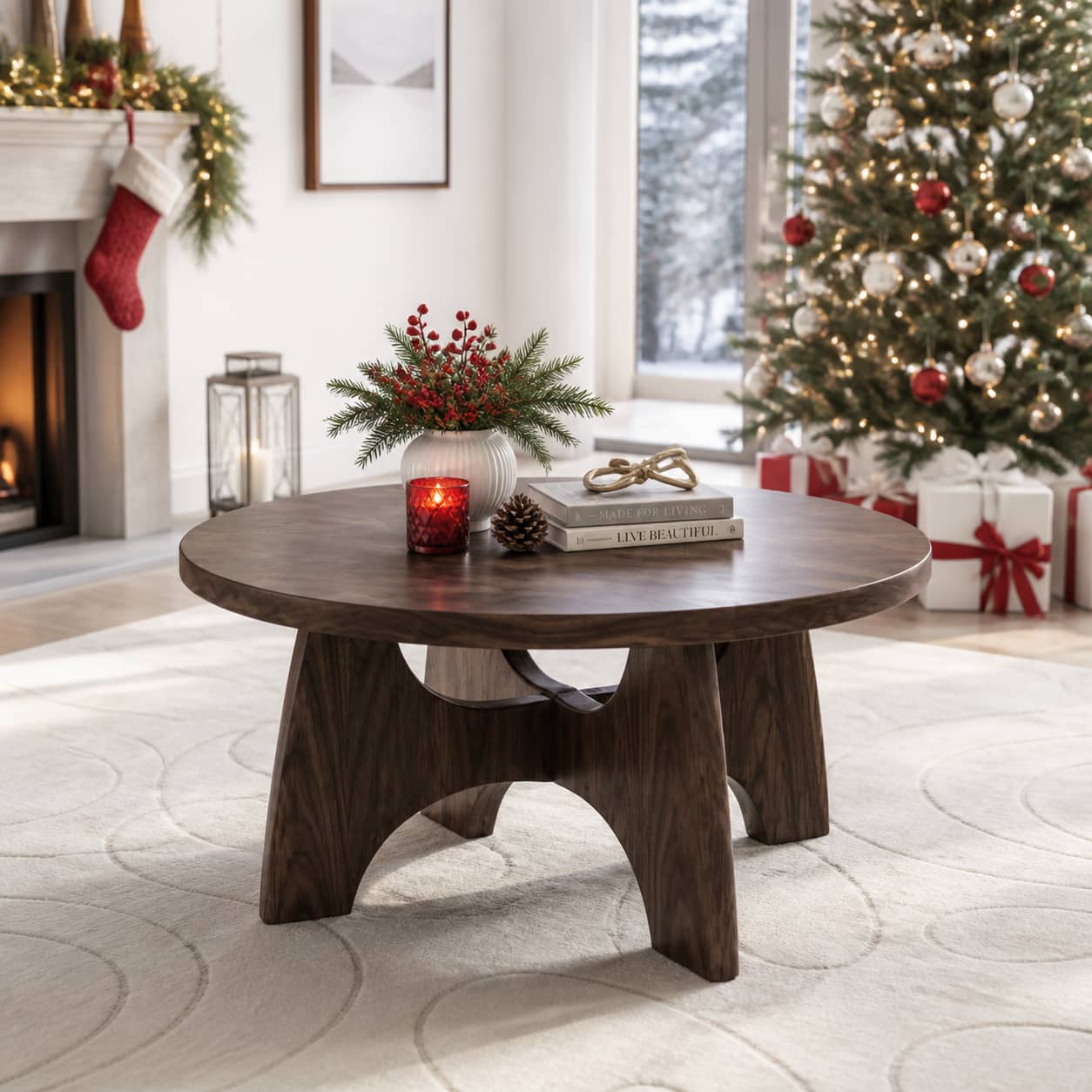 Dominic Cross-Leg Solid Wood Coffee Table For Living Room