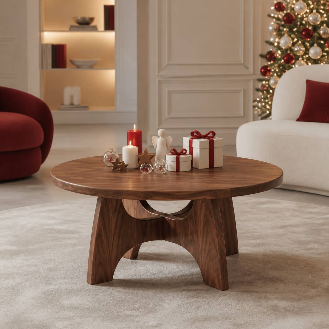 Dominic Cross-Leg Solid Wood Coffee Table For Living Room