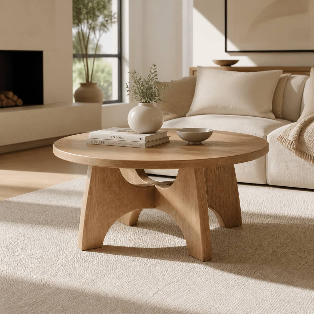 Dominic Cross-Leg Solid Wood Coffee Table For Living Room