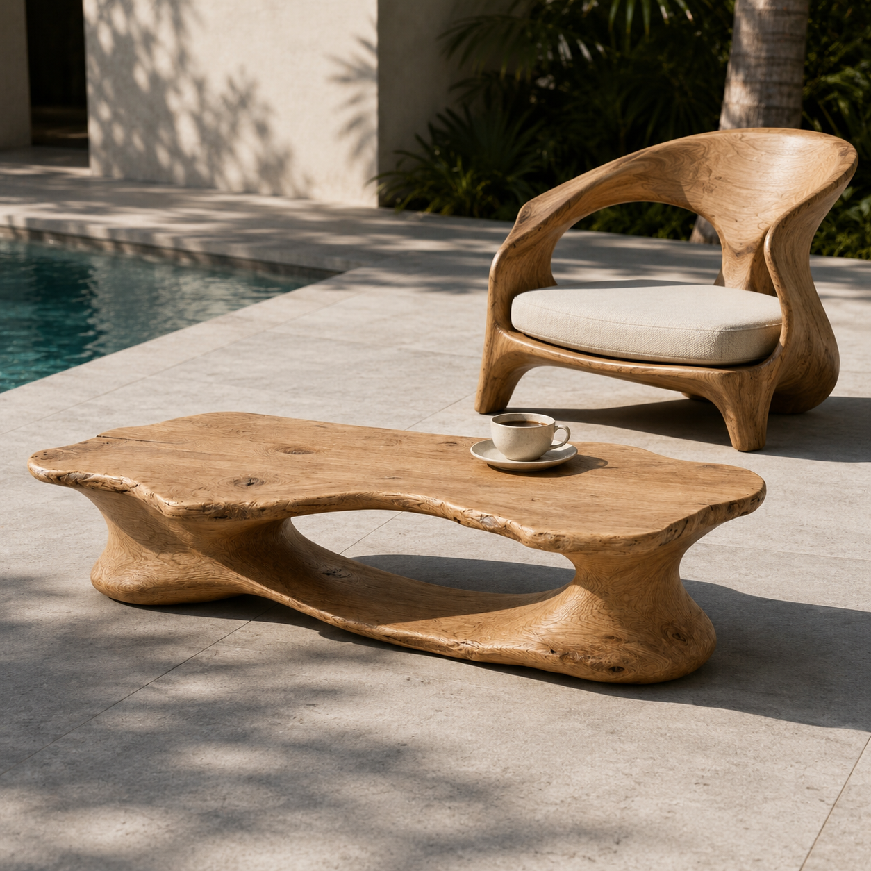 Elora Organic Solid Wood Coffee Table For Living Room