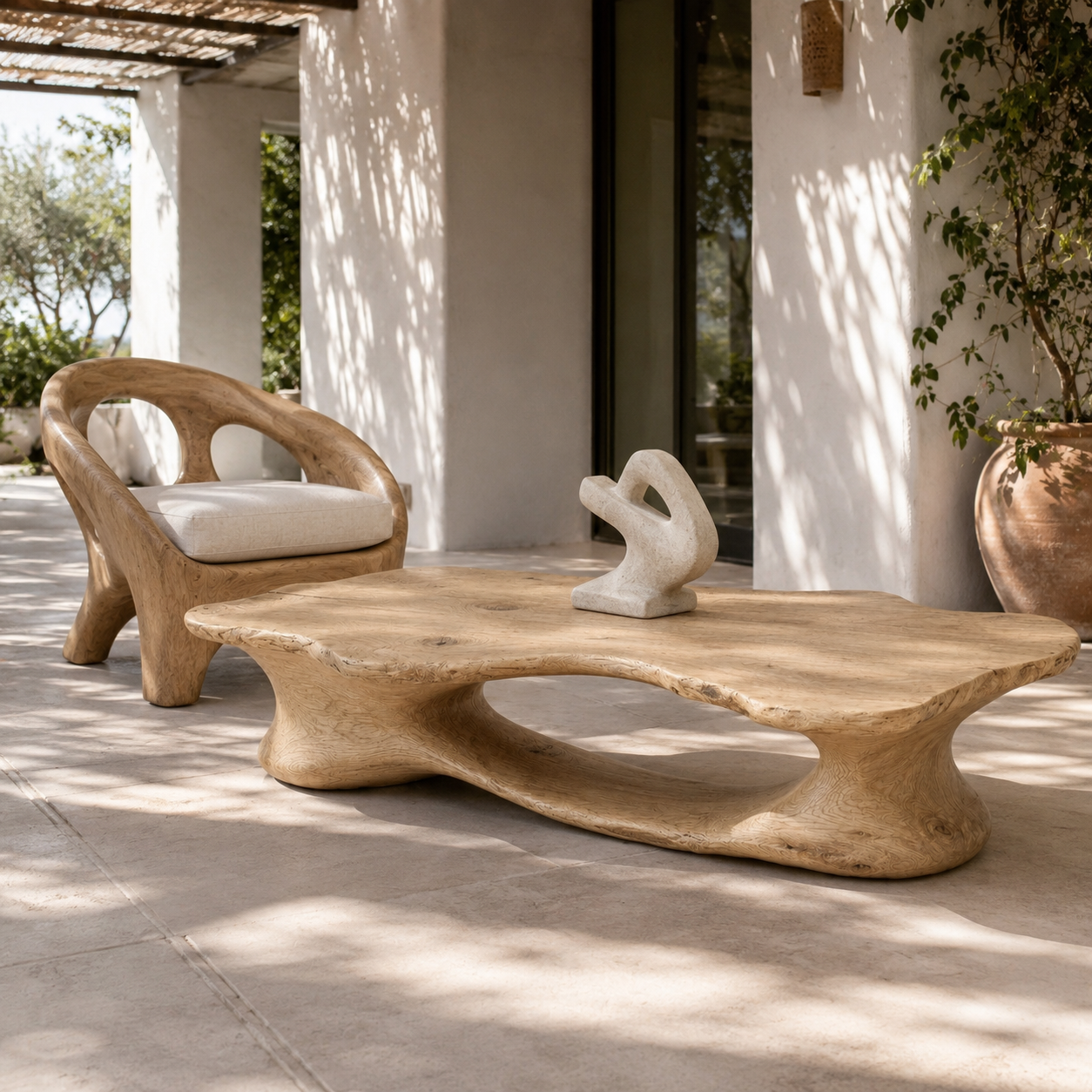 Elora Organic Solid Wood Coffee Table For Living Room