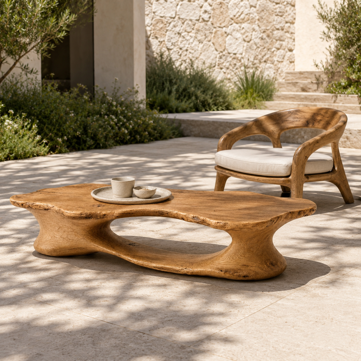 Elora Organic Solid Wood Coffee Table For Living Room