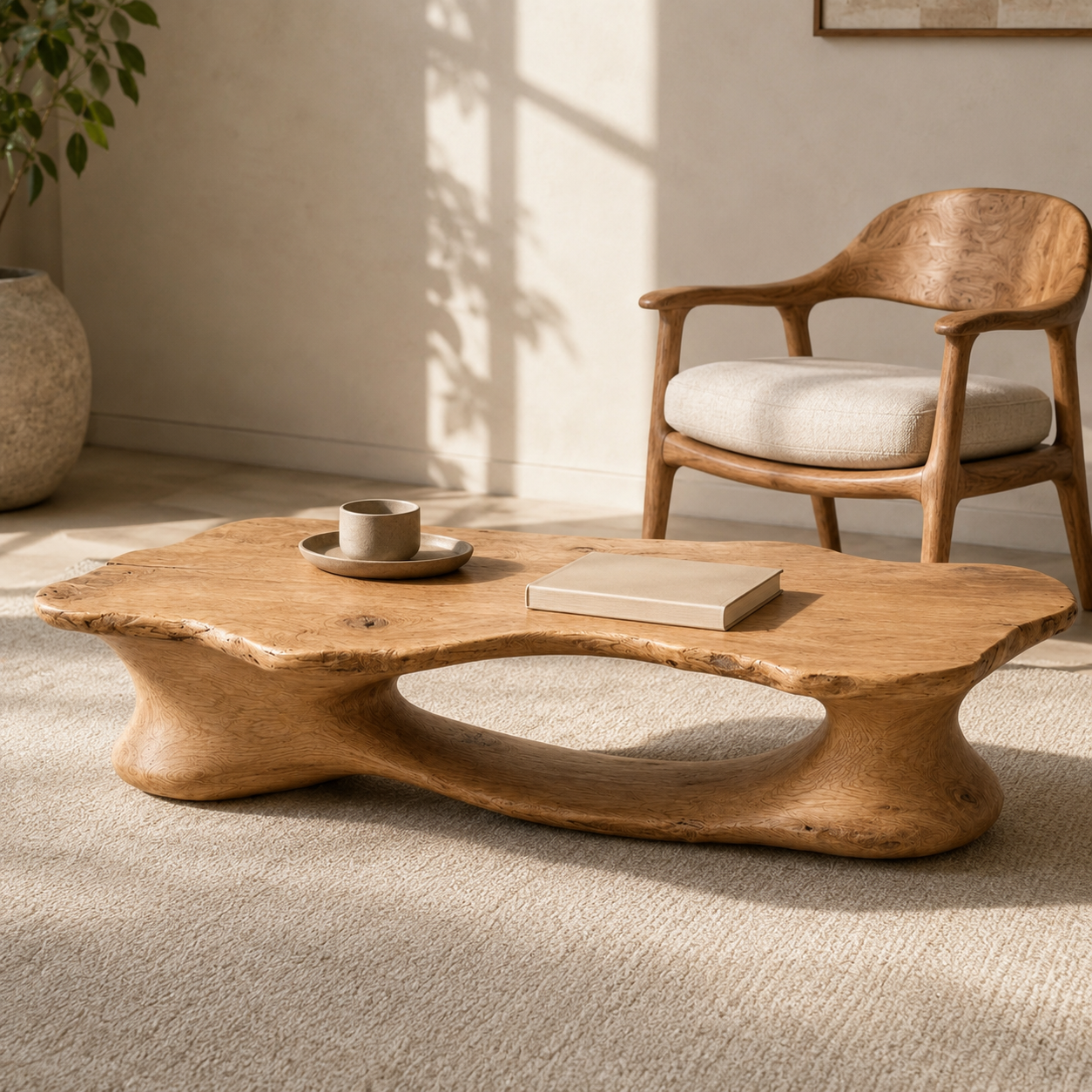 Elora Organic Solid Wood Coffee Table For Living Room