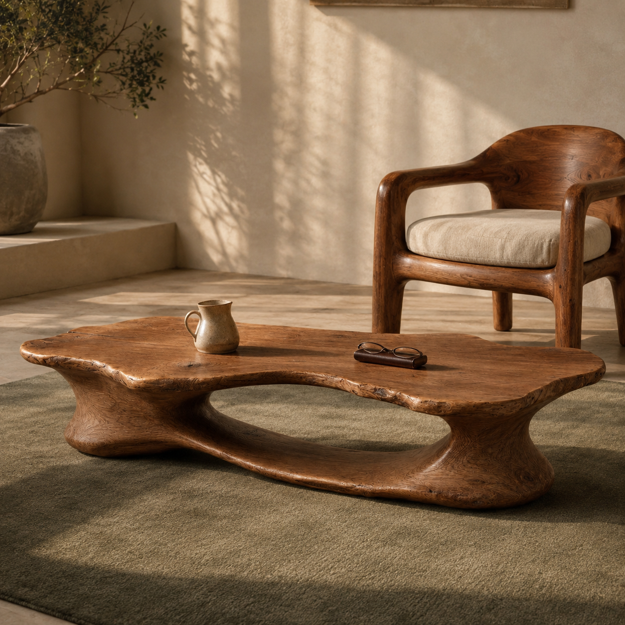 Elora Organic Solid Wood Coffee Table For Living Room