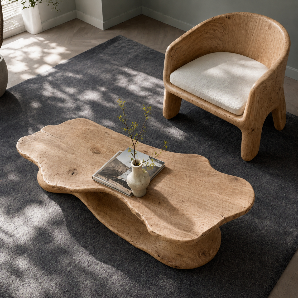Elora Organic Solid Wood Coffee Table For Living Room