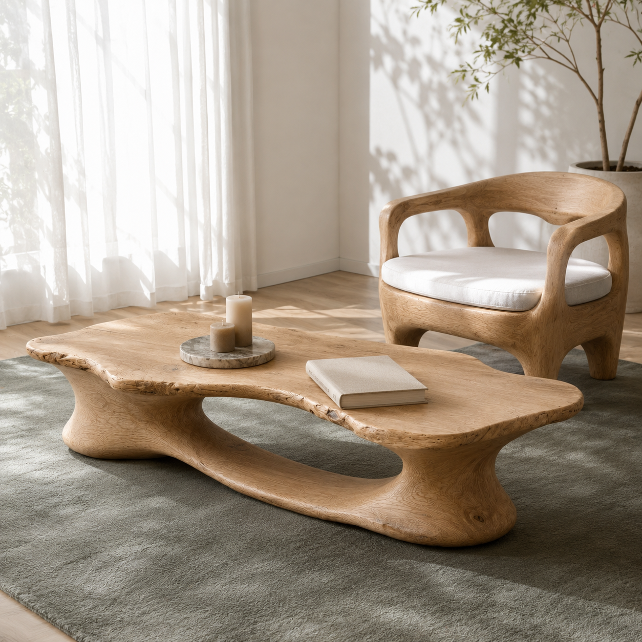 Elora Organic Solid Wood Coffee Table For Living Room