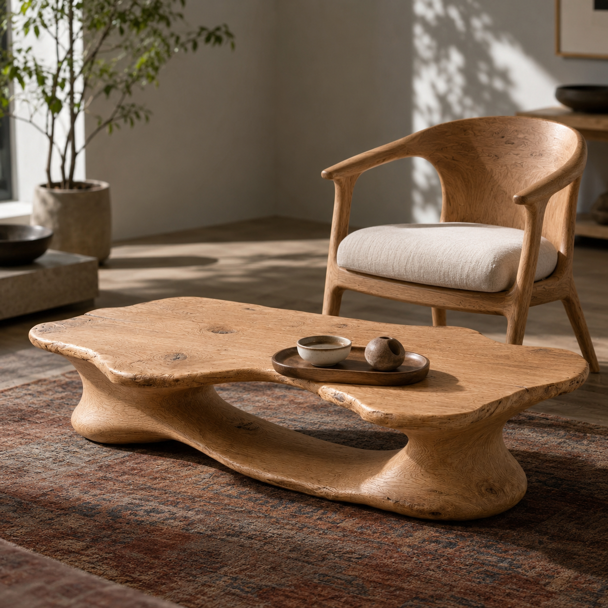 Elora Organic Solid Wood Coffee Table For Living Room