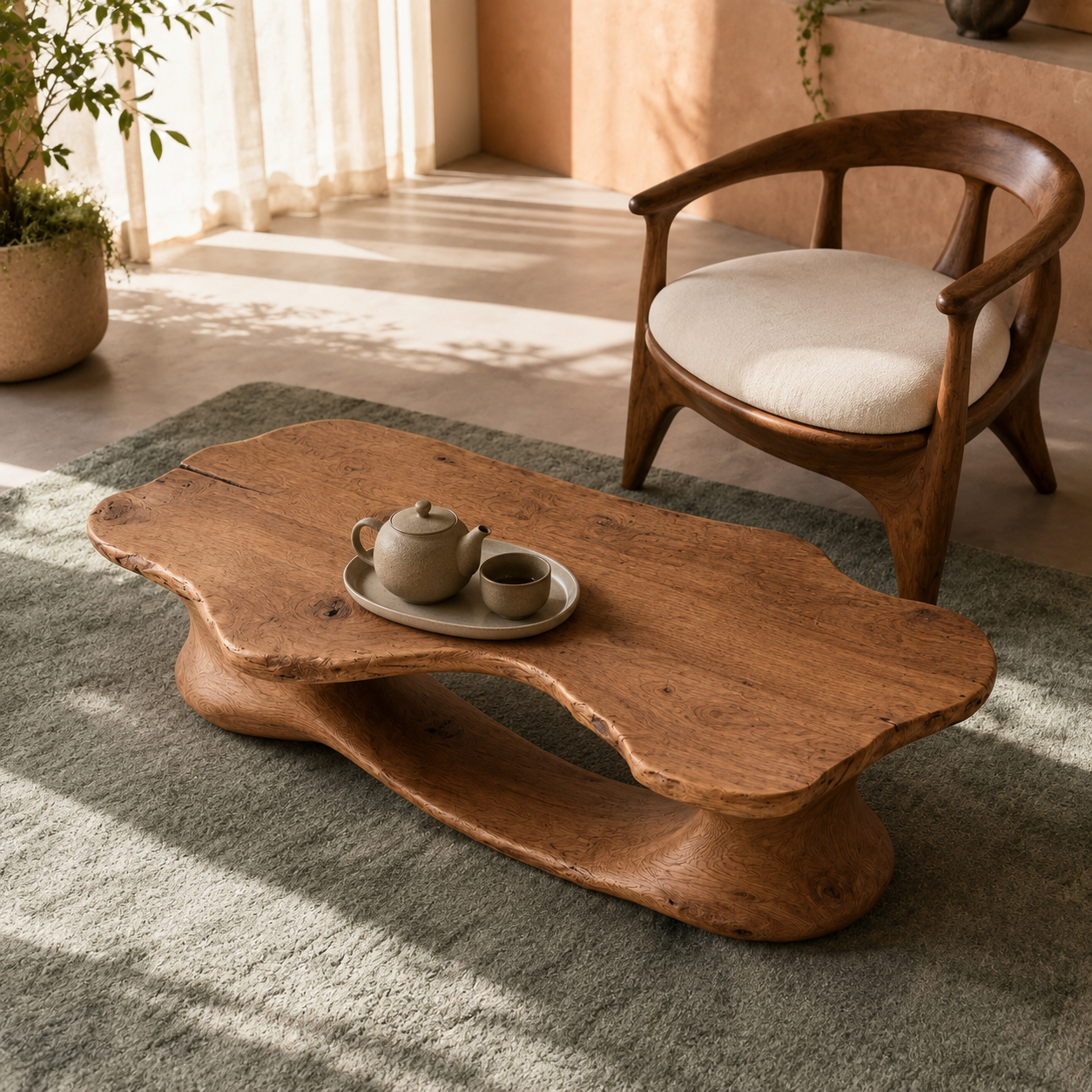 Elora Organic Solid Wood Coffee Table For Living Room