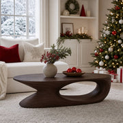 Elora Pebble-Shaped Solid Wood Coffee Table For Living Room