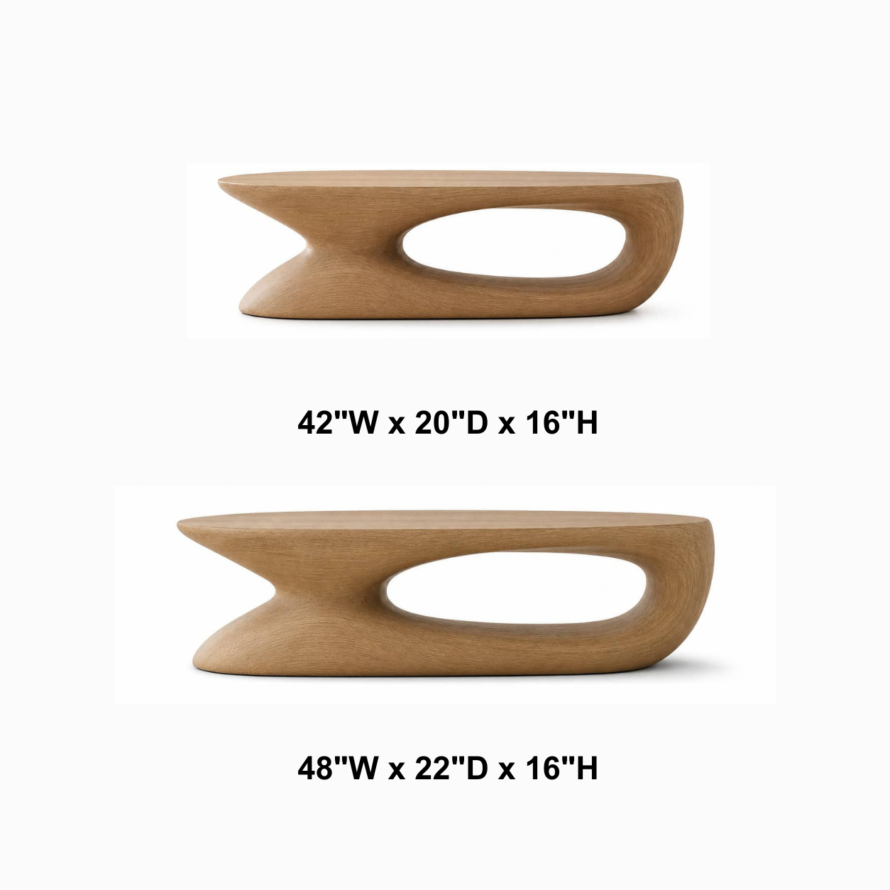 Elora Pebble-Shaped Solid Wood Coffee Table For Living Room