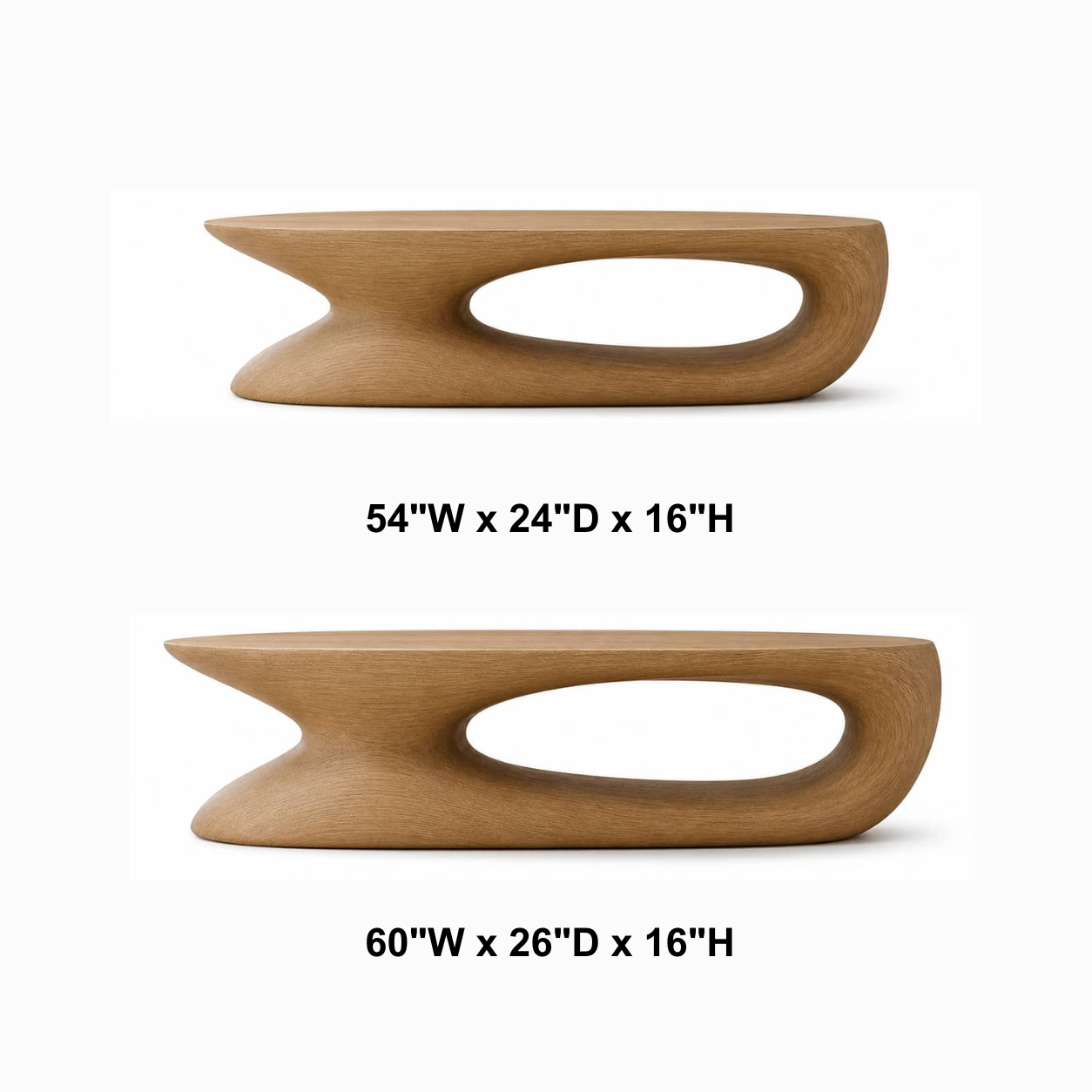 Elora Pebble-Shaped Solid Wood Coffee Table For Living Room