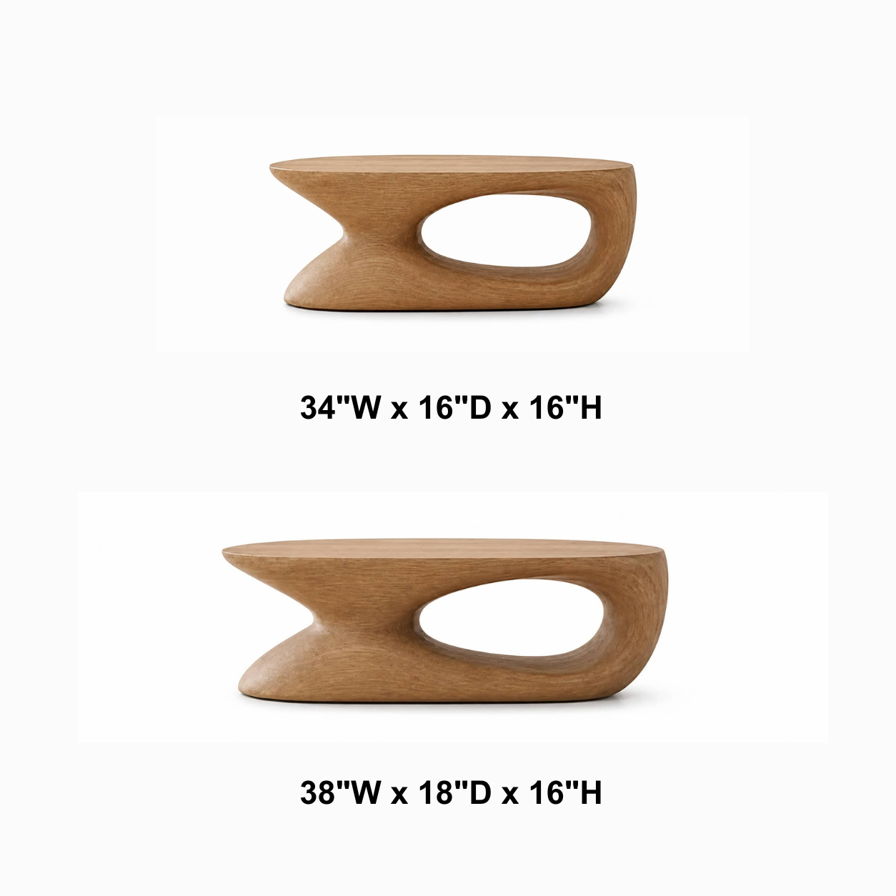 Elora Pebble-Shaped Solid Wood Coffee Table For Living Room
