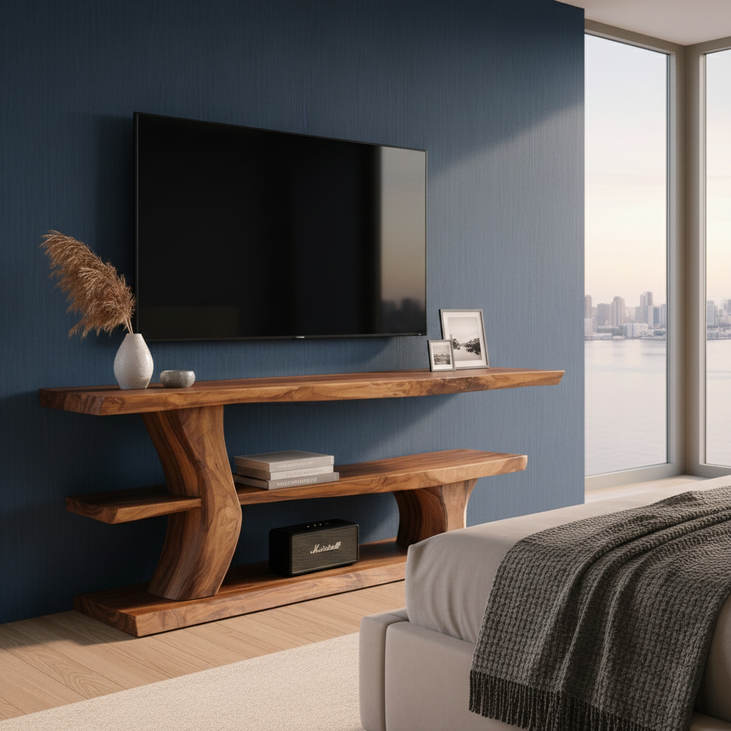 Modern Solid Wood TV Console with Sleek, Minimalist Design
