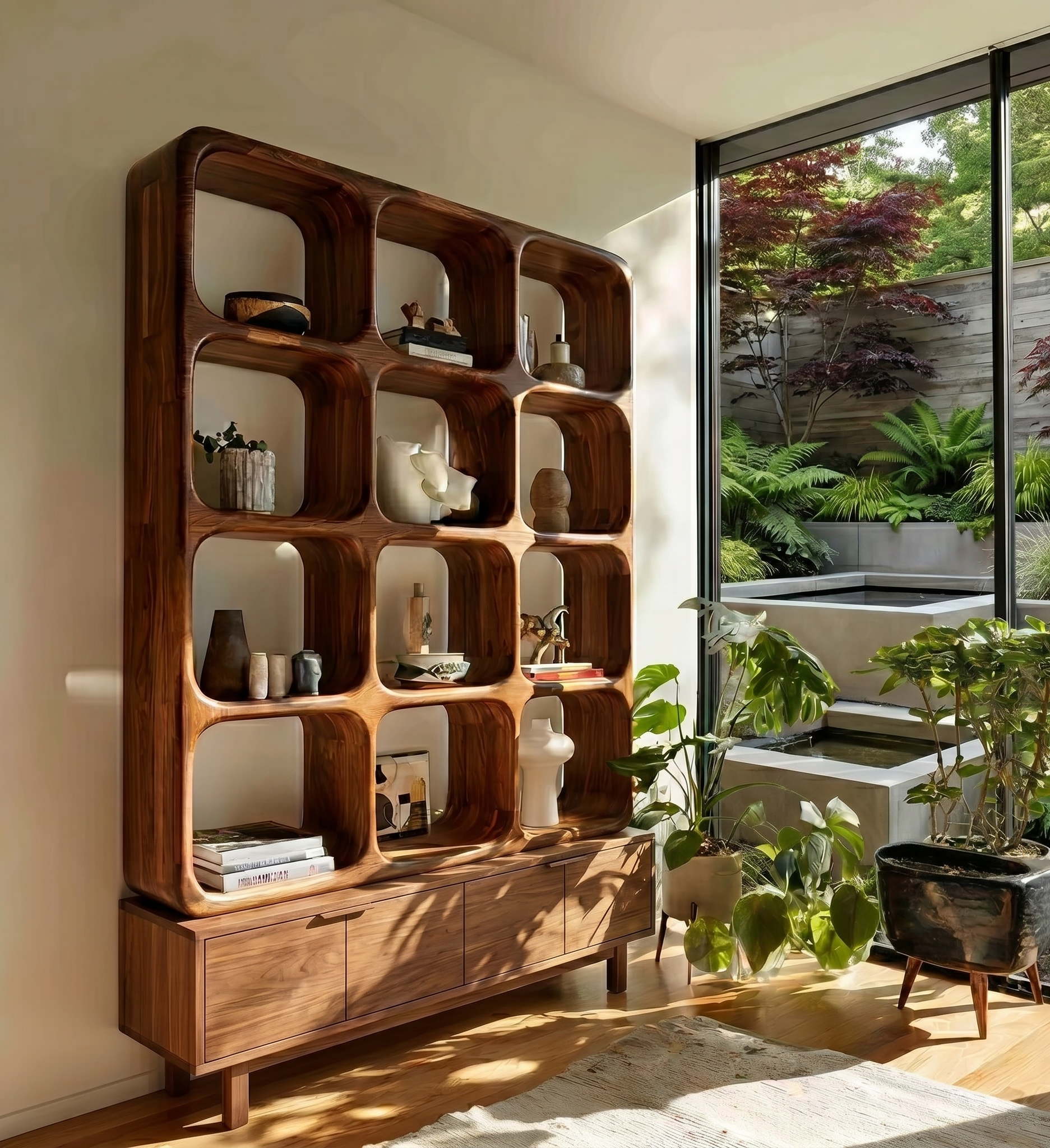 Radius Grid Solid Wood Storage Bookcase