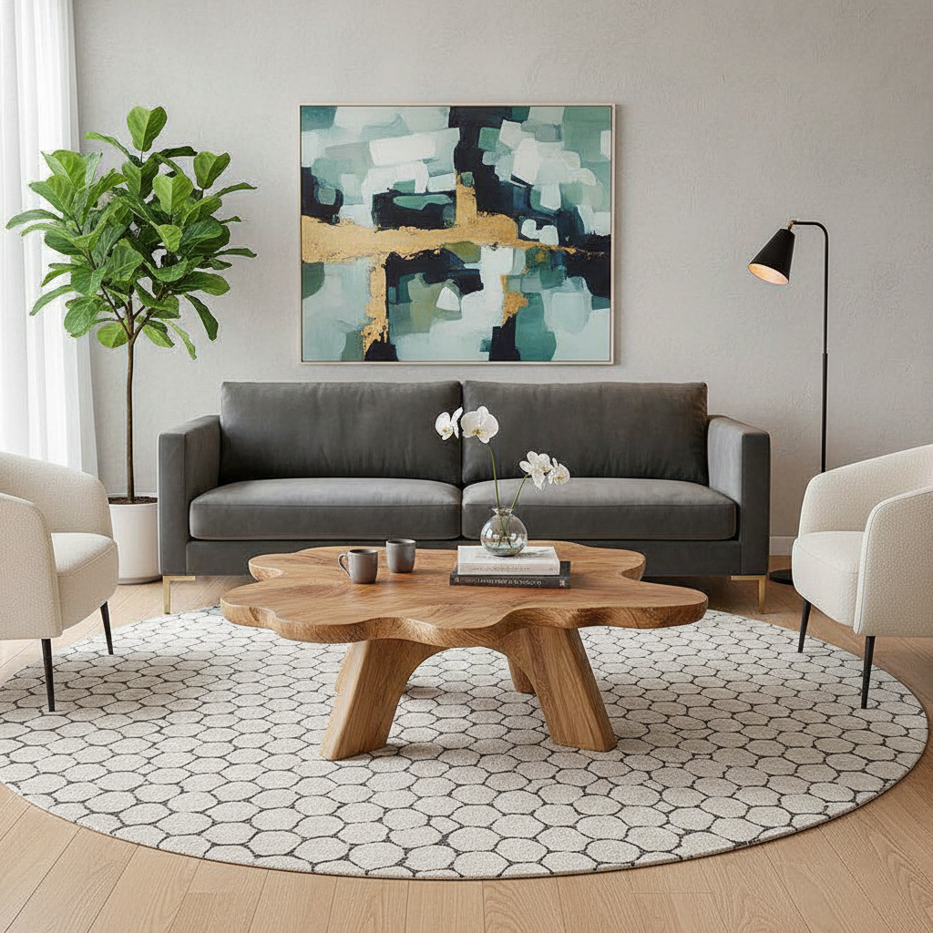 Handcrafted Solid Wood Coffee Table, Organic Edge, Sturdy Legs