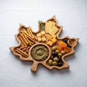 Handcrafted Solid Wood Serving Tray, Leaf Shaped Snack Platter