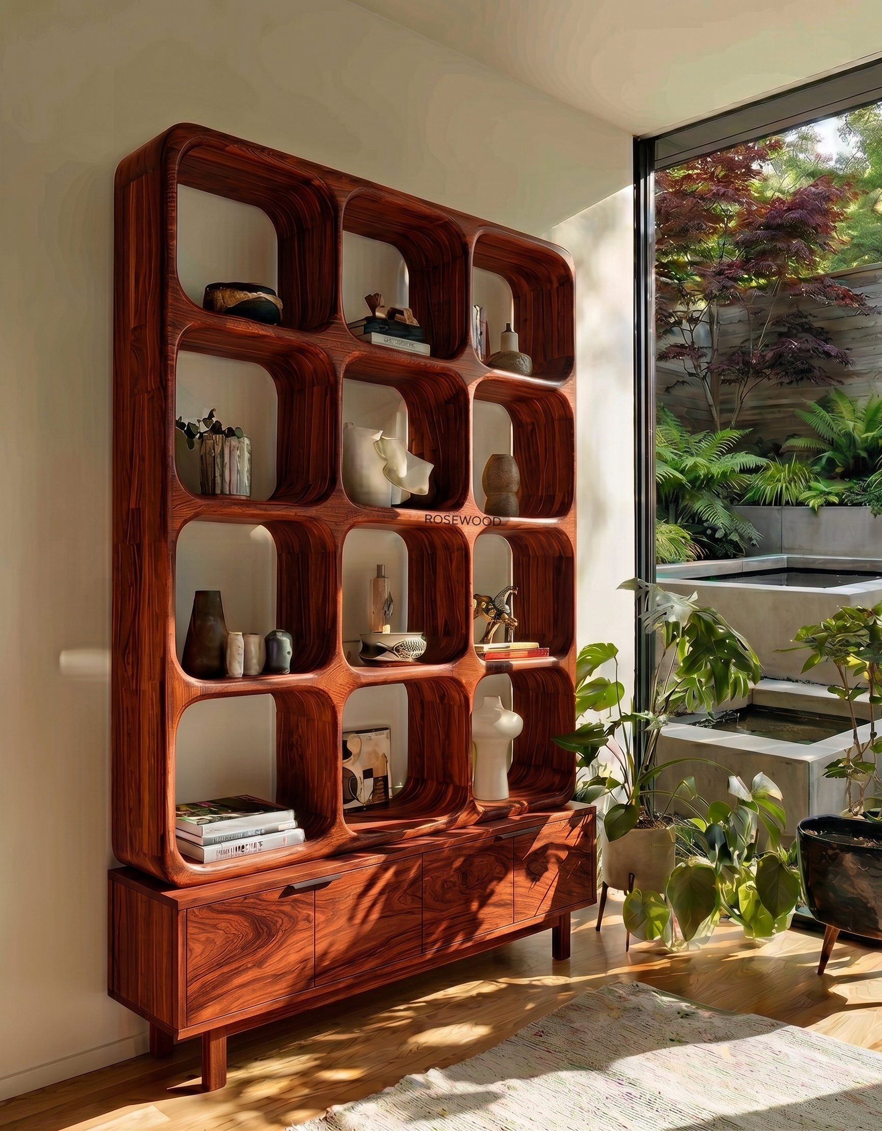 Radius Grid Solid Wood Storage Bookcase