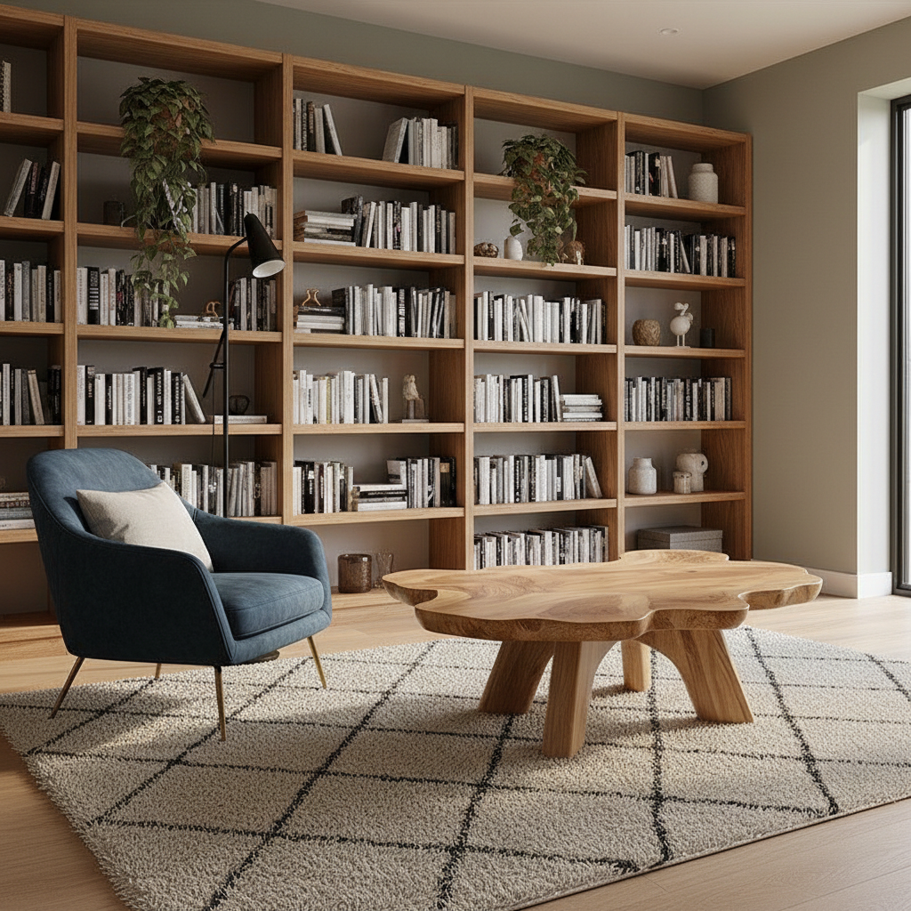 Handcrafted Solid Wood Coffee Table, Organic Edge, Sturdy Legs