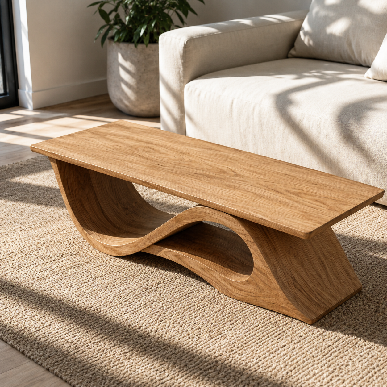 Torion Helix Carved Solid Wood Coffee Table For Living Room