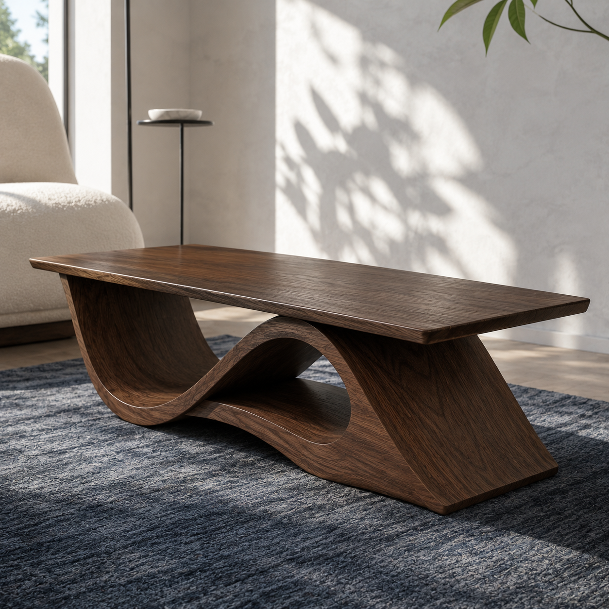 Torion Helix Carved Solid Wood Coffee Table For Living Room