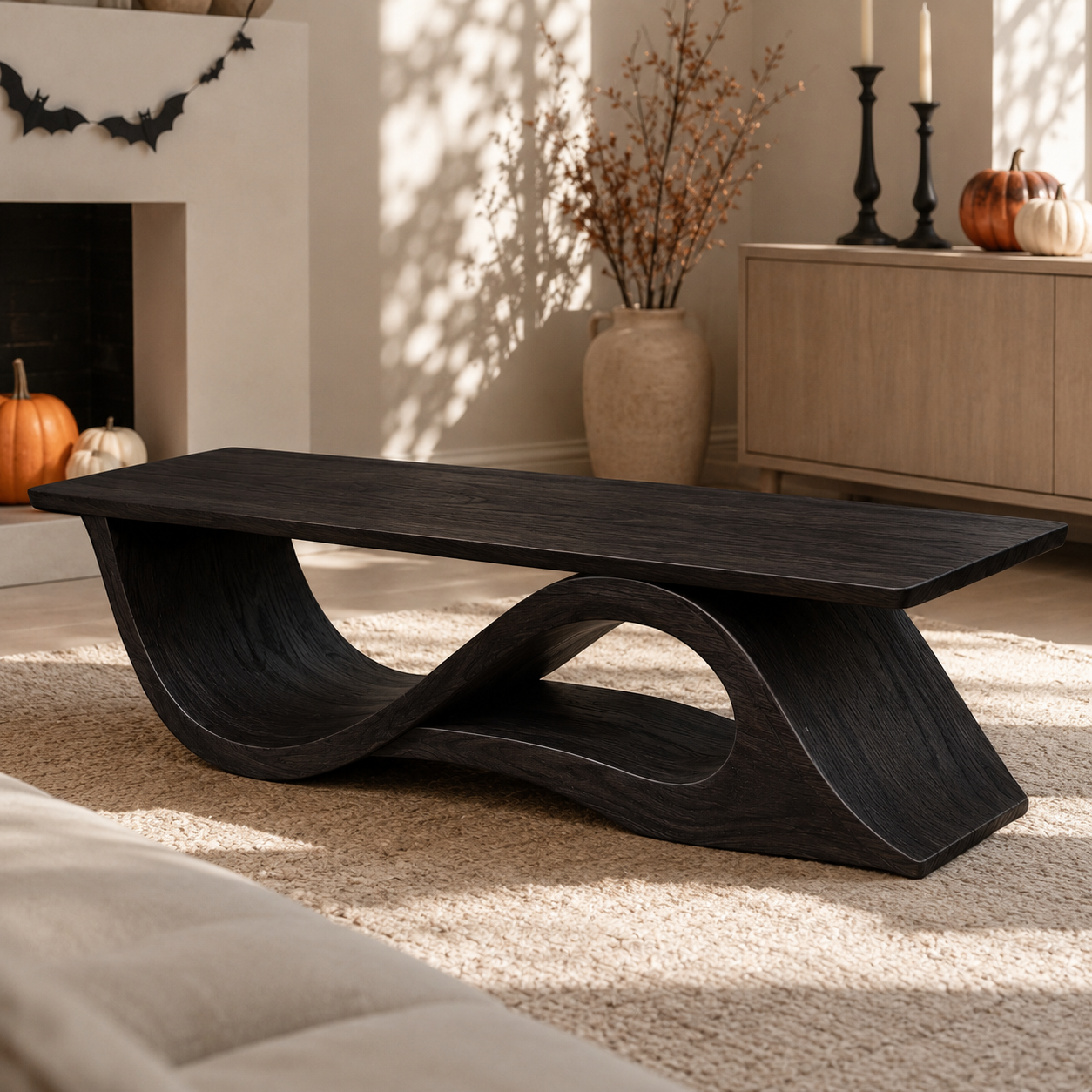 Torion Helix Carved Solid Wood Coffee Table For Living Room