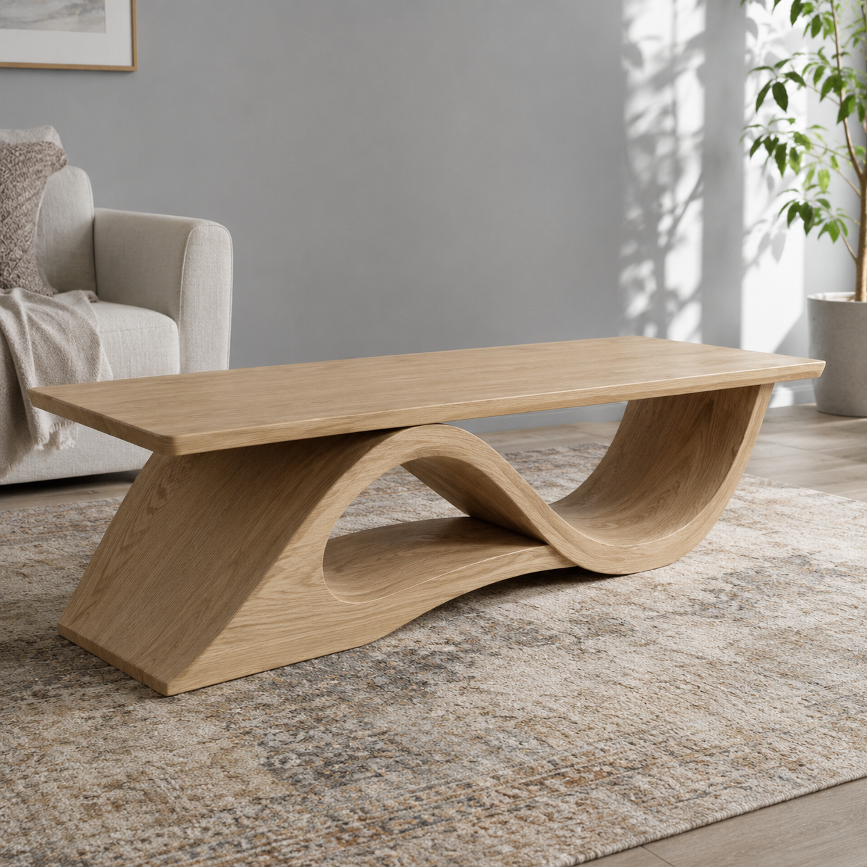 Torion Helix Carved Solid Wood Coffee Table For Living Room