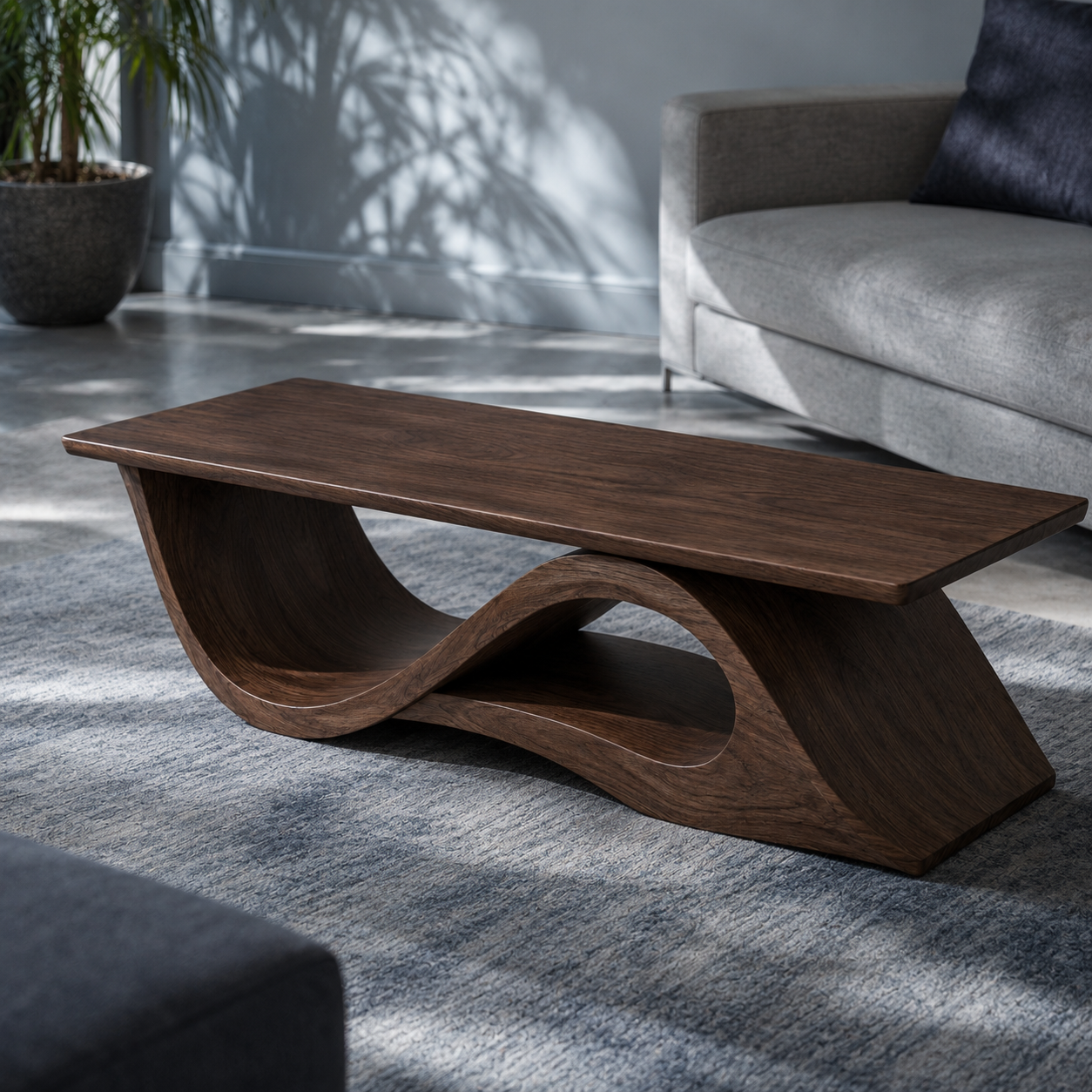 Torion Helix Carved Solid Wood Coffee Table For Living Room