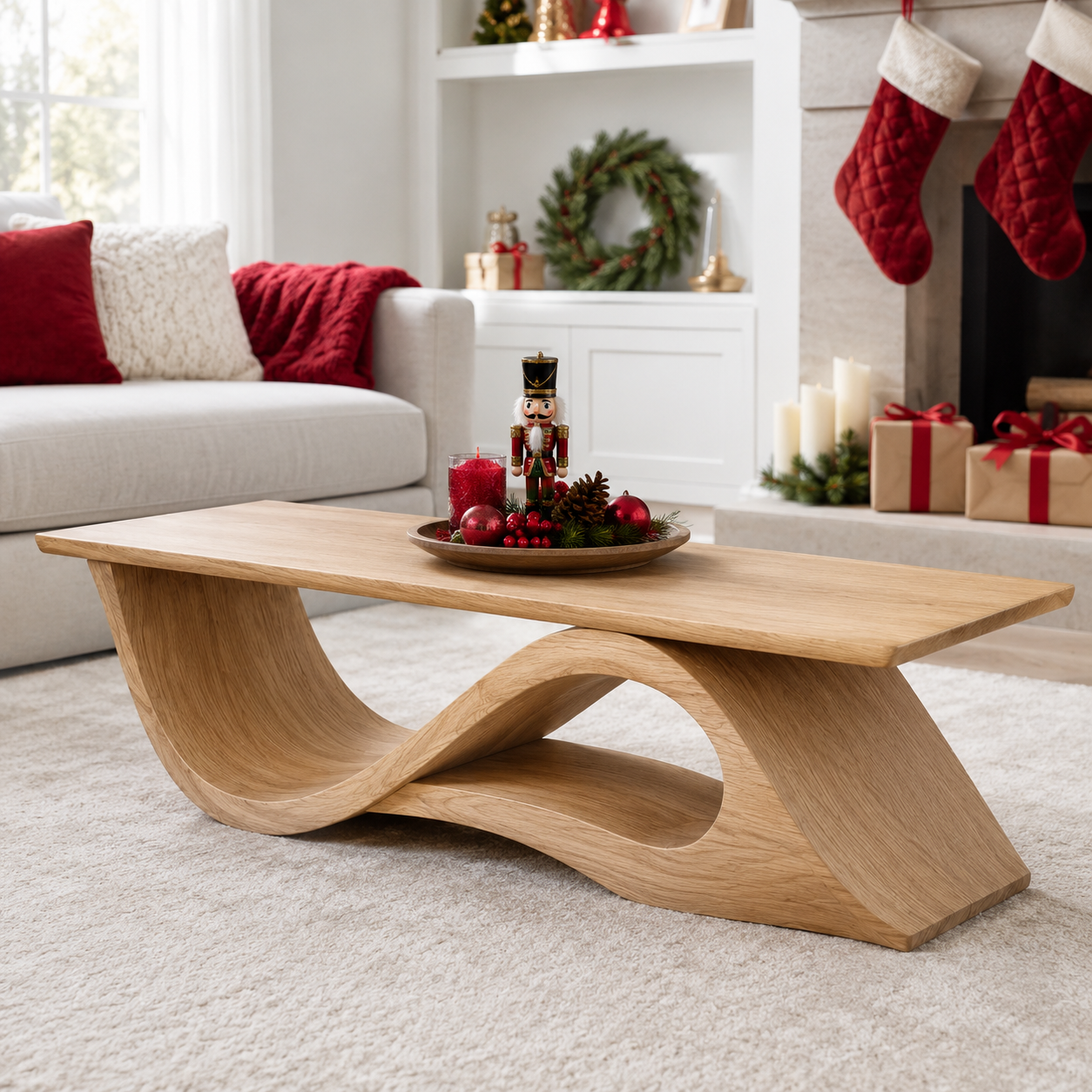 Torion Helix Carved Solid Wood Coffee Table For Living Room