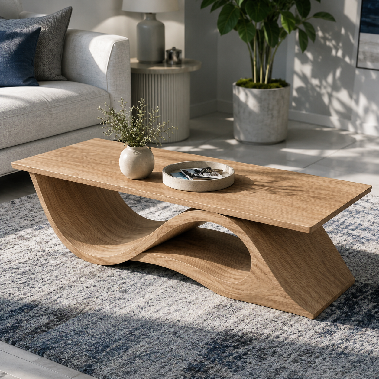 Torion Helix Carved Solid Wood Coffee Table For Living Room