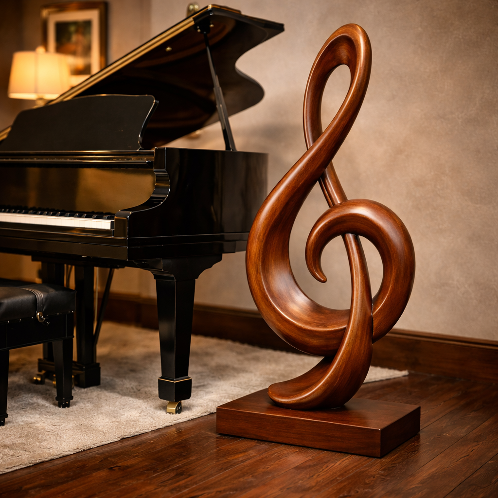 Melodia Treble Clef Solid Wood Abstract Sculpture For Home Decor
