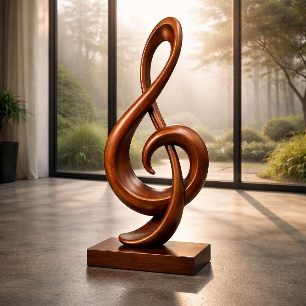 Melodia Treble Clef Solid Wood Abstract Sculpture For Home Decor