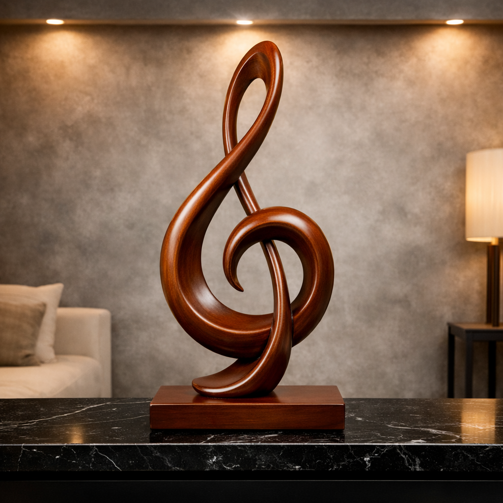 Melodia Treble Clef Solid Wood Abstract Sculpture For Home Decor