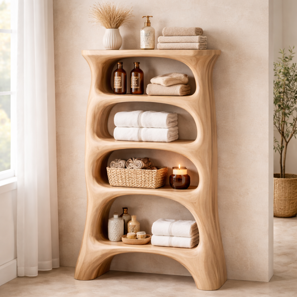 Torreno Solid Wood Bathroom Storage Tower For Bathroom