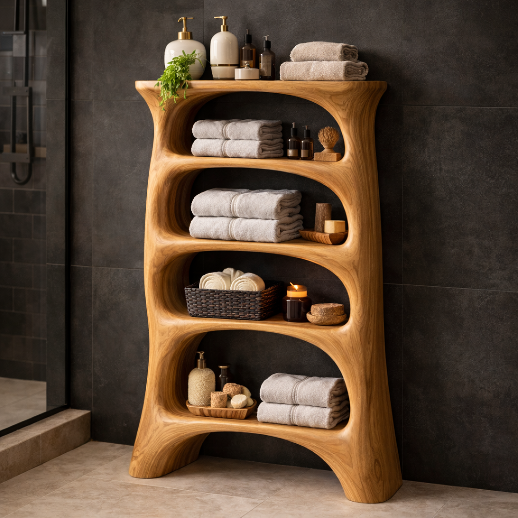 Torreno Solid Wood Bathroom Storage Tower For Bathroom