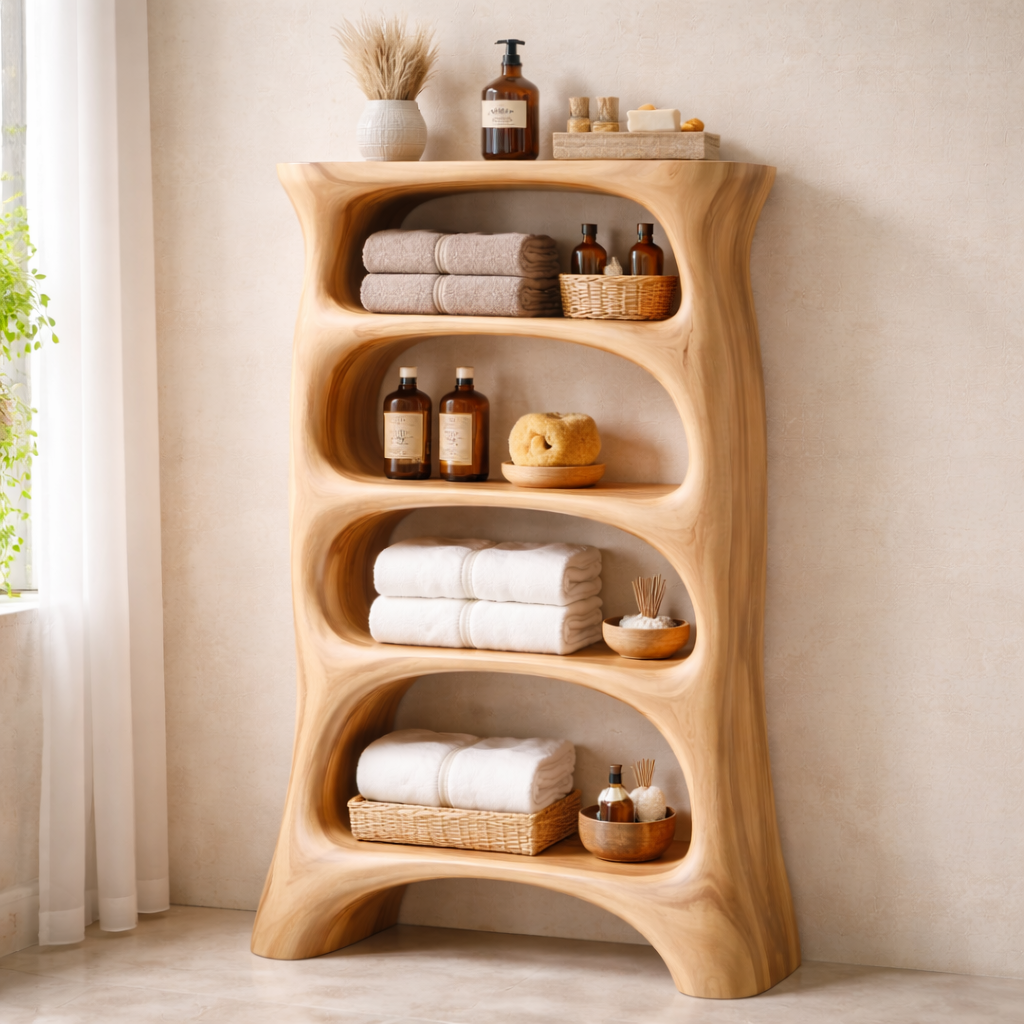 Torreno Solid Wood Bathroom Storage Tower For Bathroom