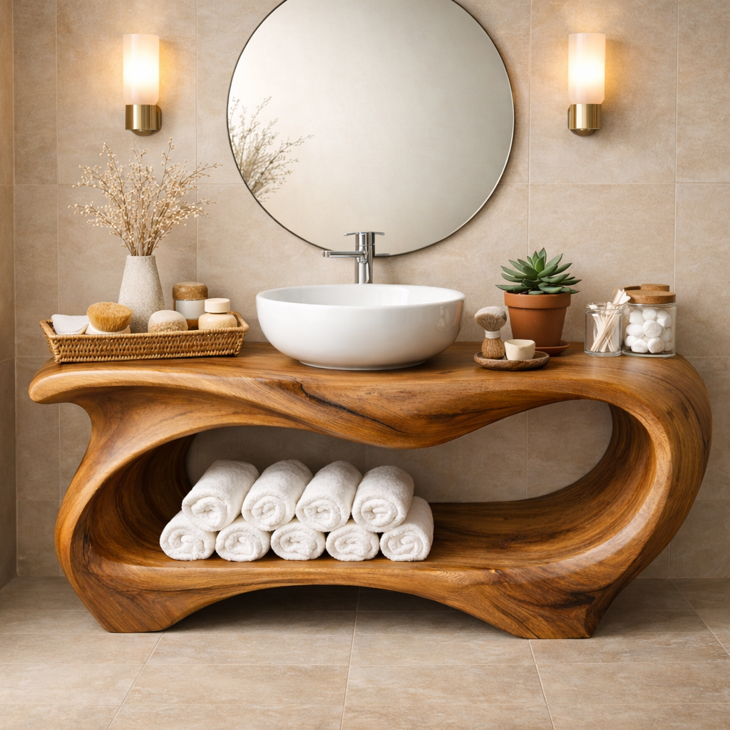 Lavano Solid Wood Bathroom Vanity Console For Bathroom
