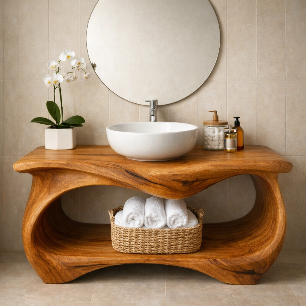 Lavano Solid Wood Bathroom Vanity Console For Bathroom