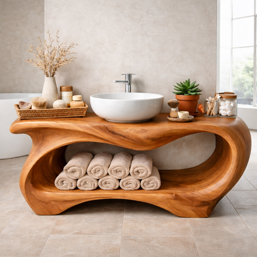 Lavano Solid Wood Bathroom Vanity Console For Bathroom