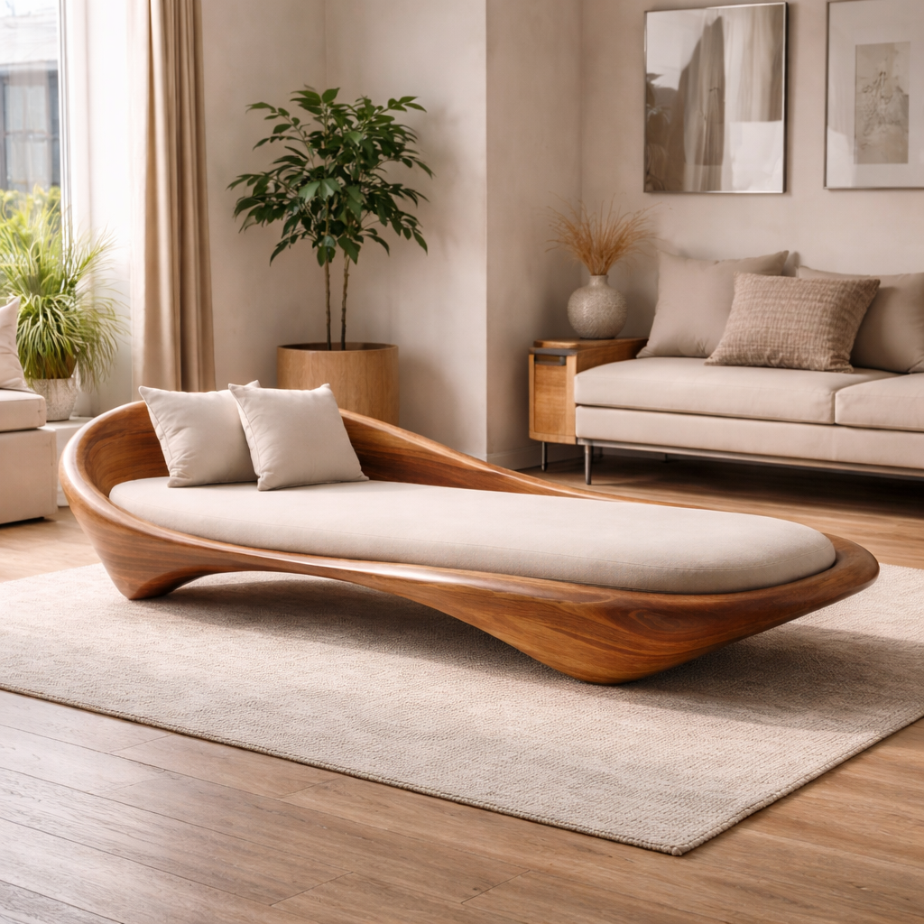 Solara Sculptural Solid Wood Daybed For Outdoor Living