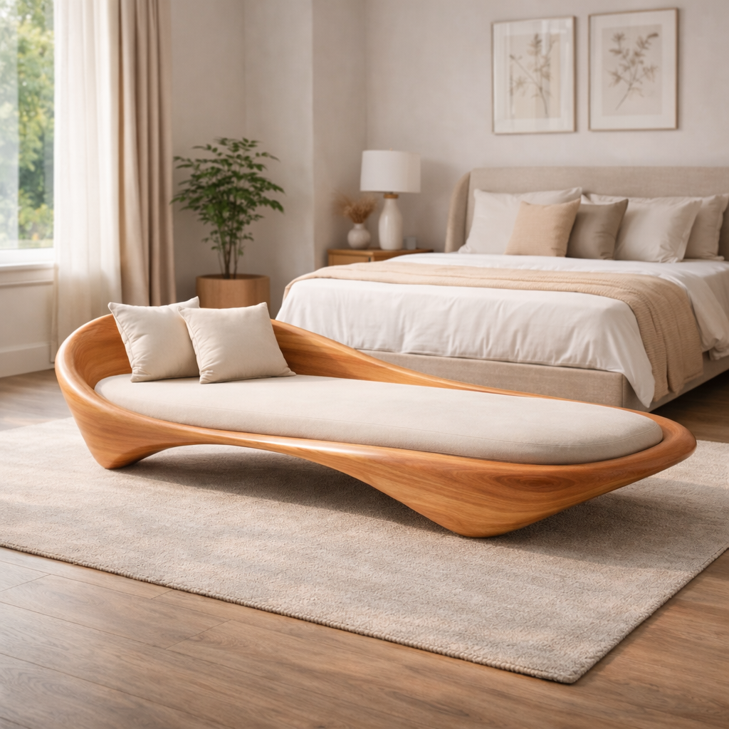 Solara Sculptural Solid Wood Daybed For Outdoor Living