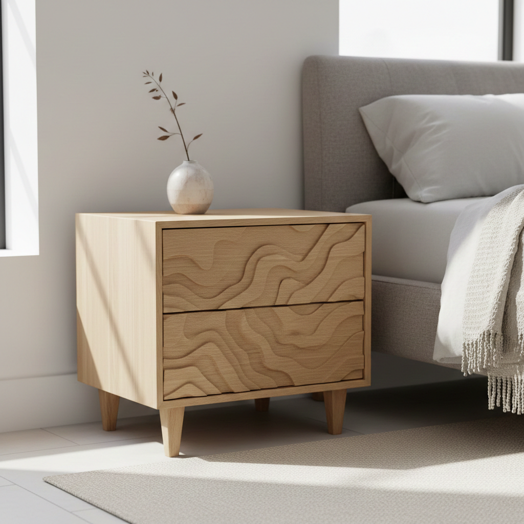 Handcrafted Solid Wood End Table Nightstand With 2 Drawers