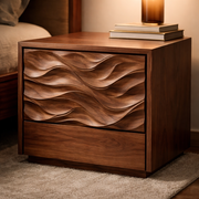 Wavelin Wave Drawer Solid Wood Nightstand For Bedroom