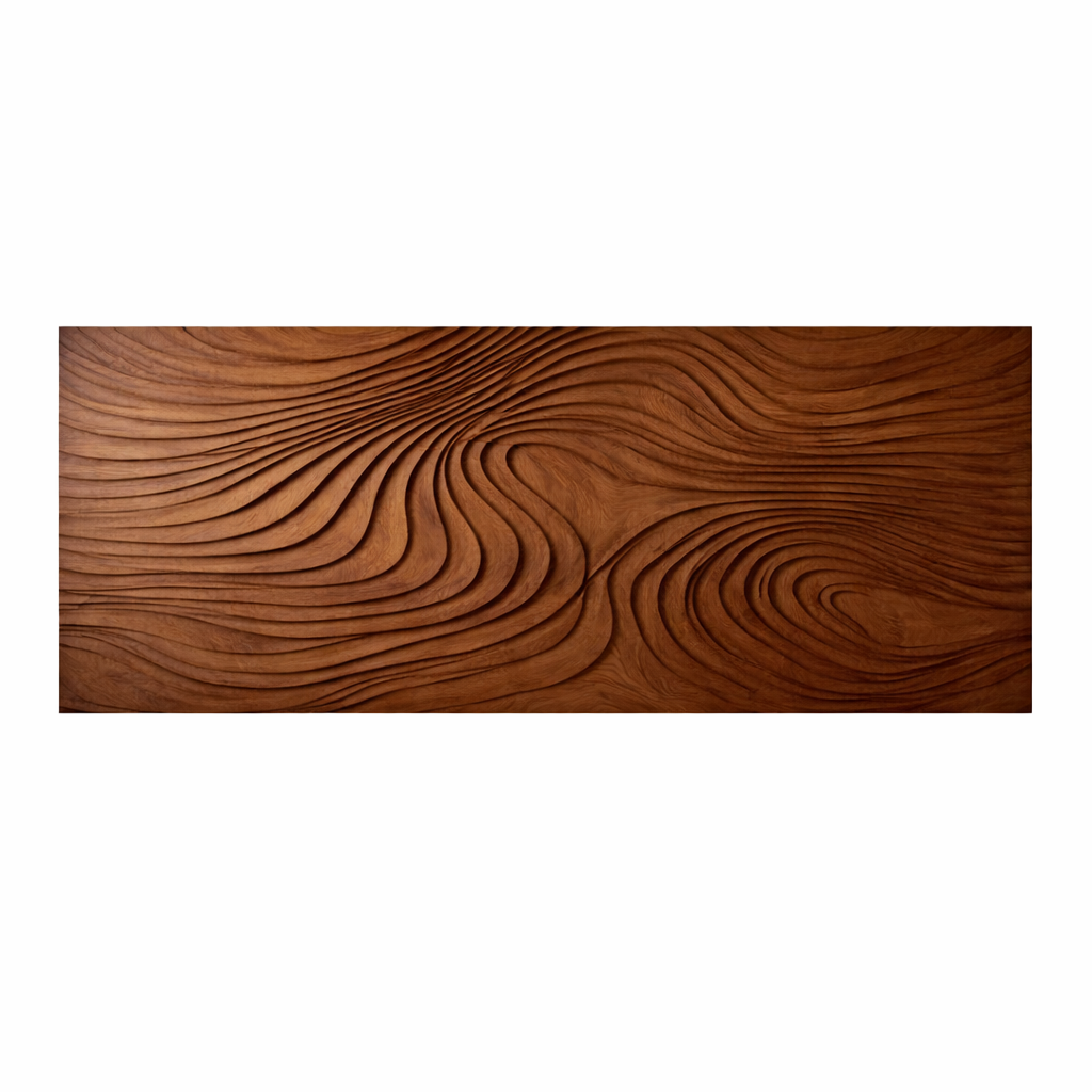 Handcrafted Solid Wood Headboard, Sculpted Wave Panel Bed Headboard