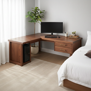 Handcrafted Solid Wood L Shaped Corner Desk With Drawers