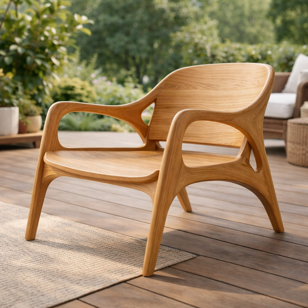 Handcrafted Solid Wood Lounge Chair